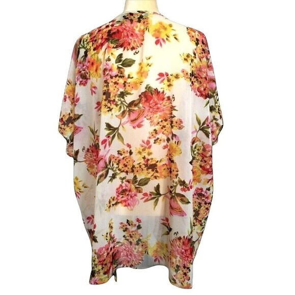SPEED LIMIT MPH Cover UP Print‎ Floral Kimono Sleeve Open Front Size S India - Picture 4 of 7